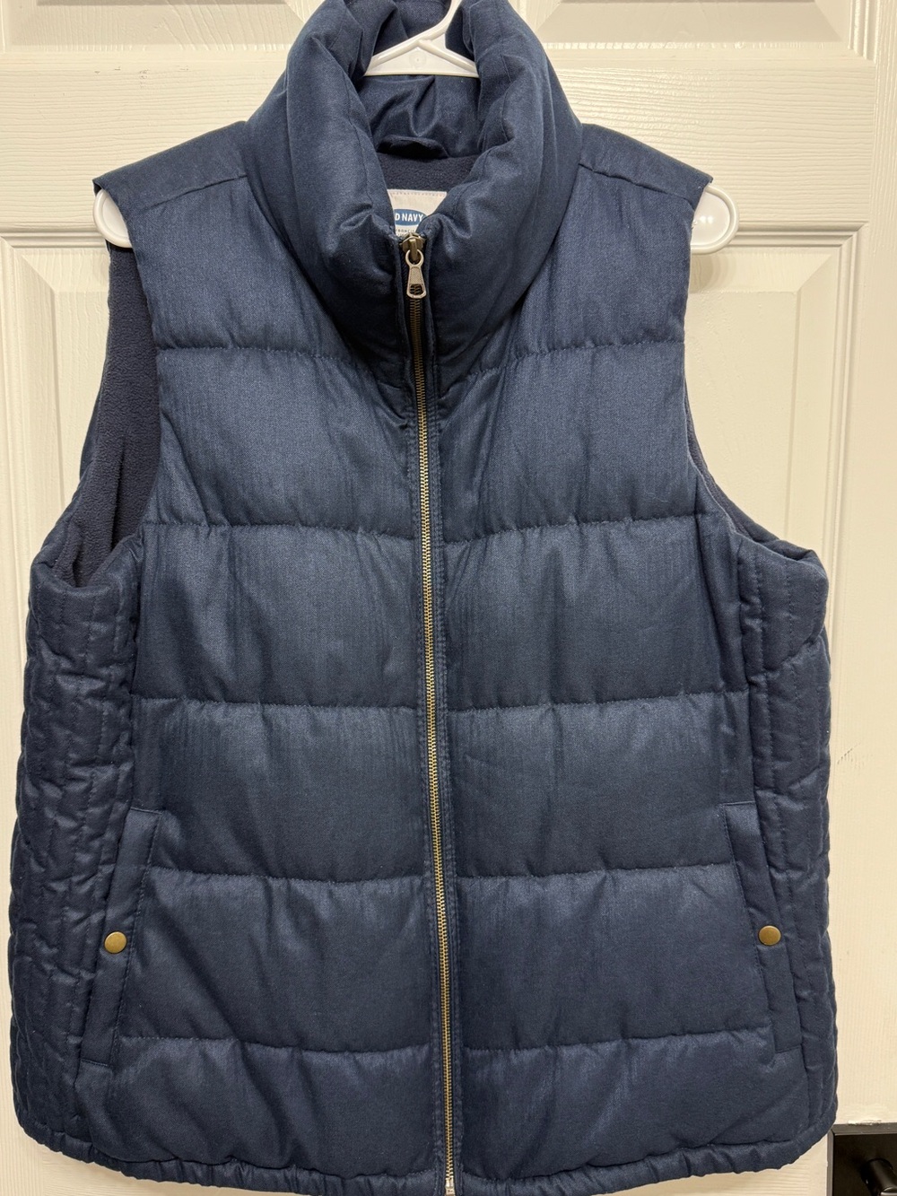 Old Navy Women’s XL Navy Blue Quilted Puffer Vest Full Zip Snap Pockets